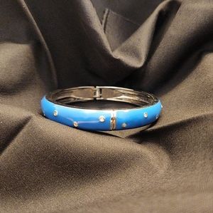 Enamel Blue Hinged Bangle
